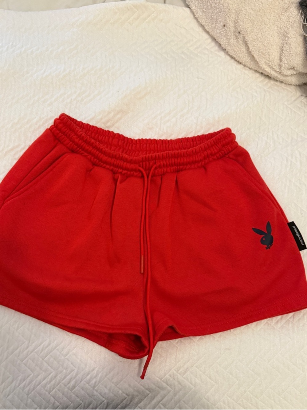 Missguided + Red Athletic Fleece Drawstring Shorts